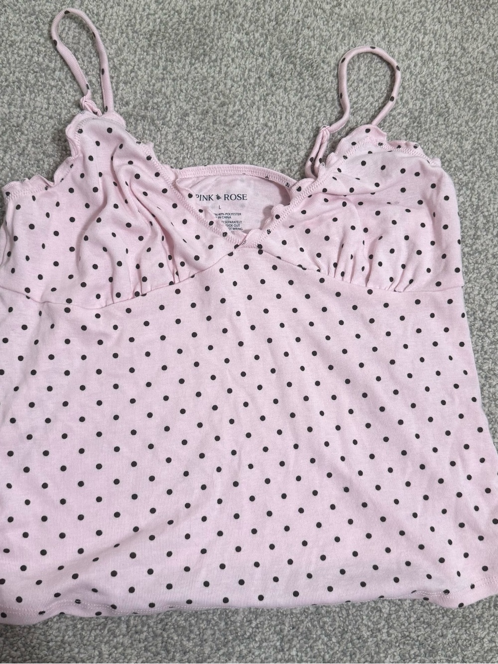Pink Rose Light Pink Polka Dot Camisole